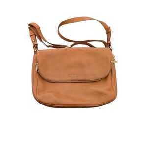 Fossil Vintage Camel Color Leather Shoulder Bag Crossbody Purse Handbag